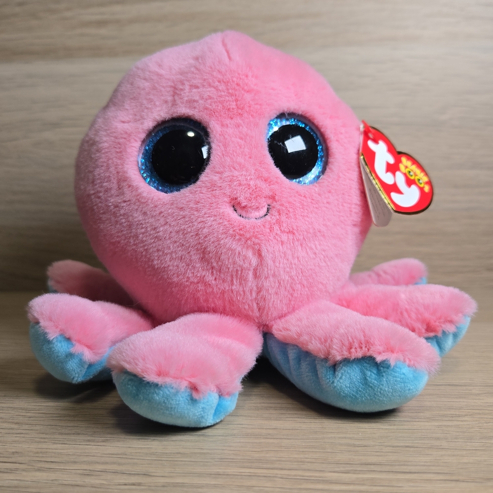 Ty Beanie Boo Sheldon The Octopus Plush Toy Pink And Blue Soft New With Tags Fun